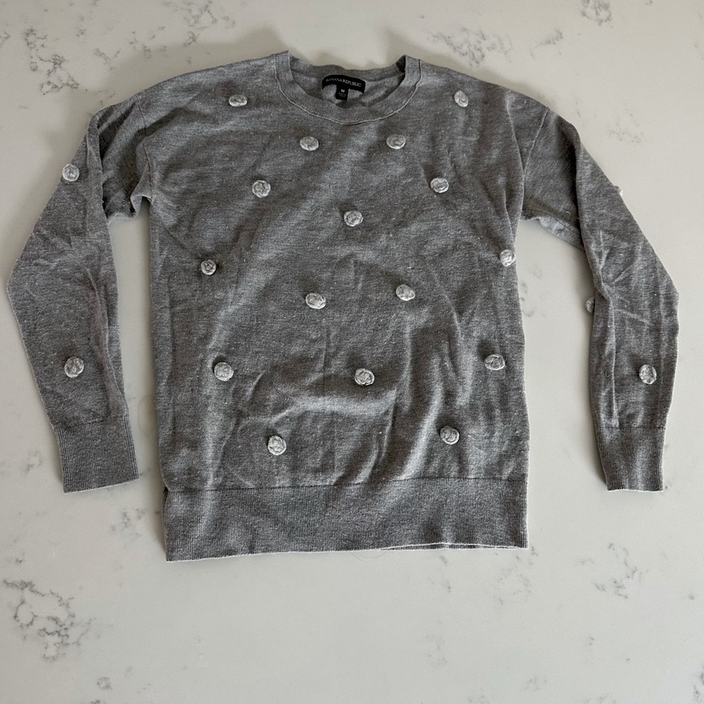 Banana Republic Gray Wool Blend Polka Dot Sweater Size M-C33